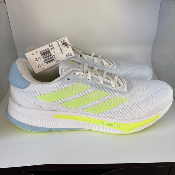 Adidas Supernova Ease running shoes in the Crystal White and Hi-Res Yellow. NWT